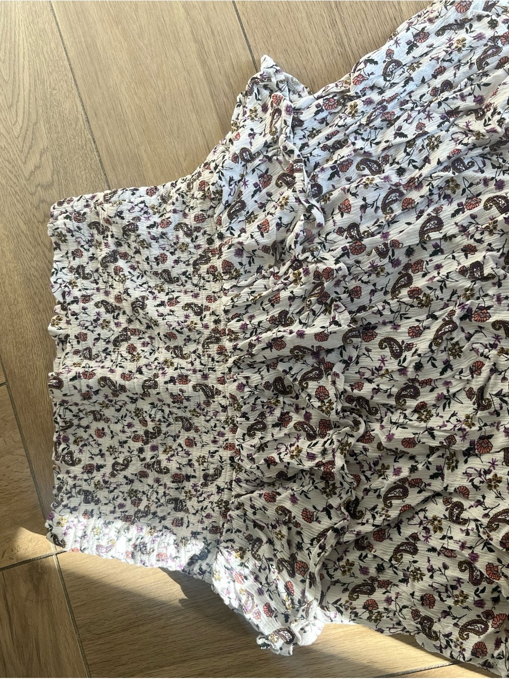 Violet Romance White Floral Smocked Ruffle Mini Skirt Size US 4